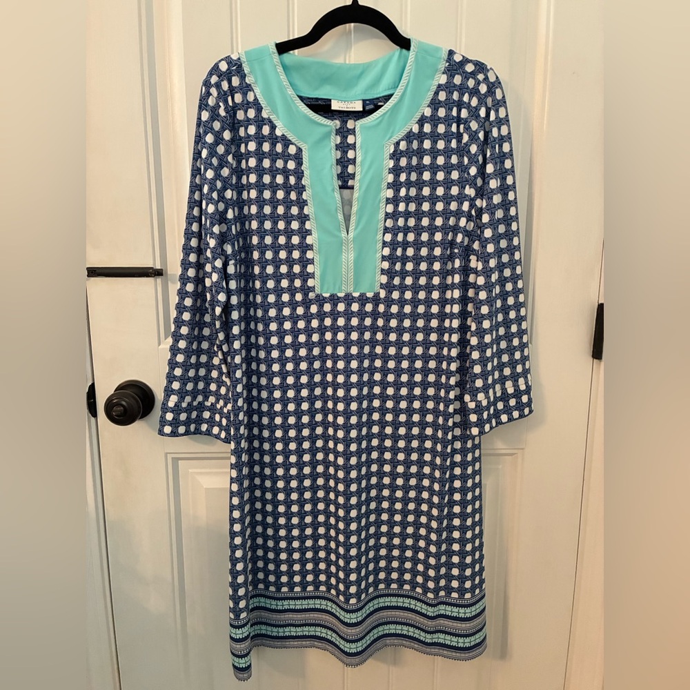 Cabana Life x Talbot’s Blue and White Long Sleeve Dress, XL, EUC, like new!